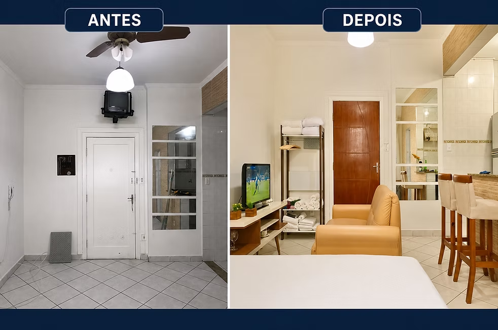 Imóvel antes e depois da preparação da Cuidaqui